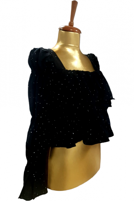 Bluza dama volane si strasuri Camille - negru [3]