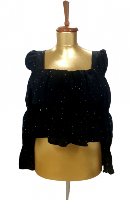 Bluza dama volane si strasuri Camille - negru [2]