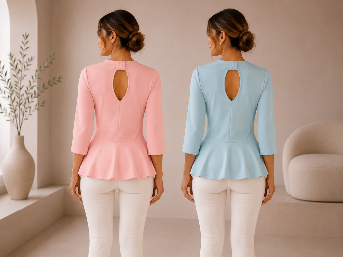 Bluza eleganta cu peplum si maneci trei sferturi [2]