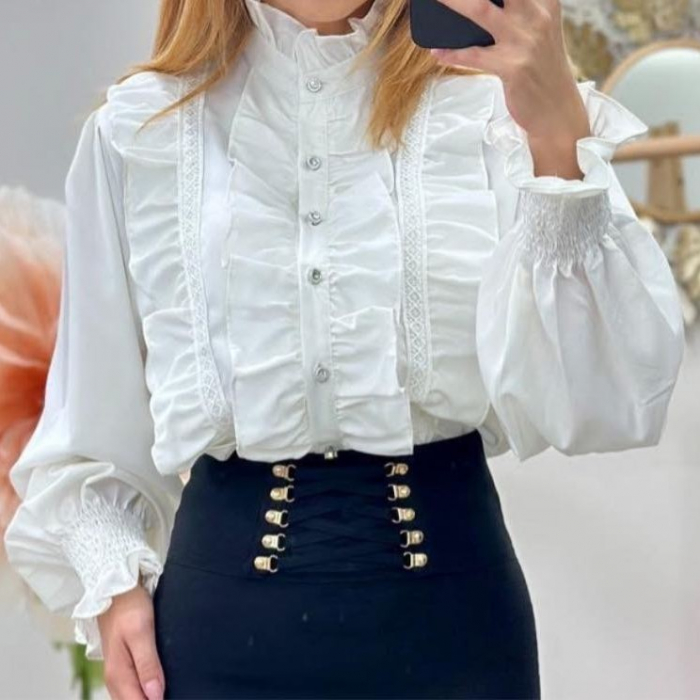 Bluza eleganta cu volane si nasturi aurii – marime universala S-M [2]