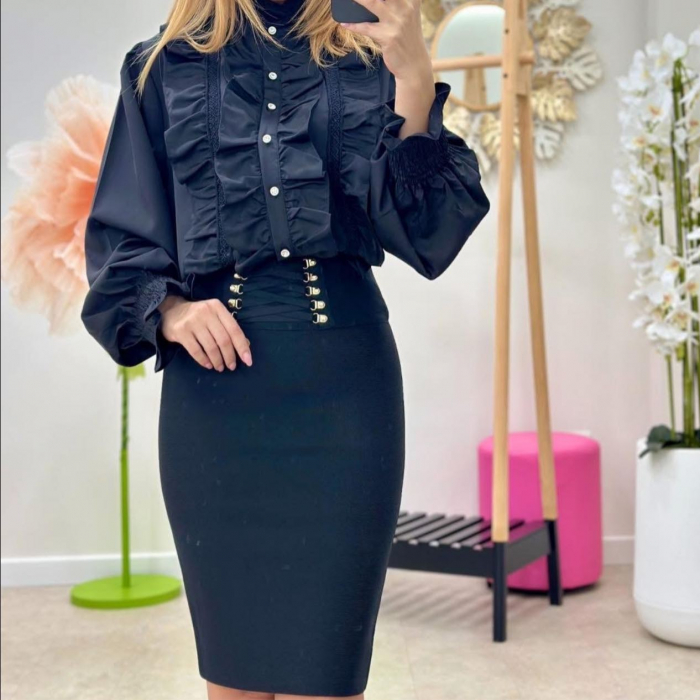 Bluza eleganta cu volane si nasturi aurii – marime universala S-M [1]