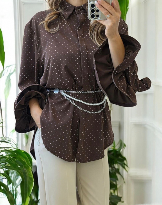 Bluza eleganta din vascoza cu pietricele si maneci cu volane – croi larg [11]