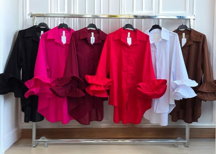 Bluza eleganta oversized cu pietricele, croi larg din bumbac [3]