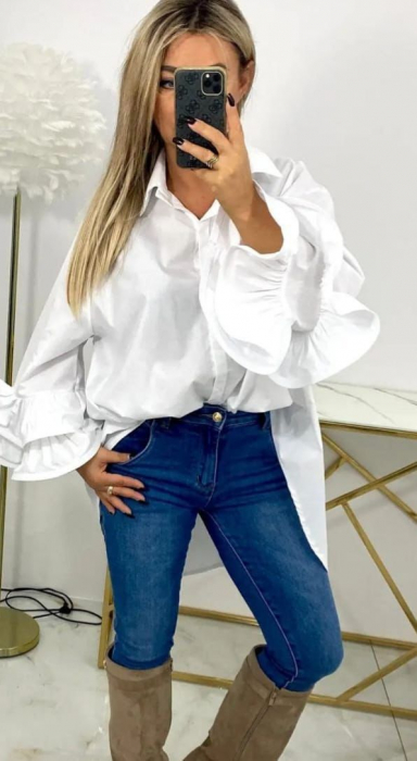 Bluza eleganta oversized cu pietricele, croi larg din bumbac [5]