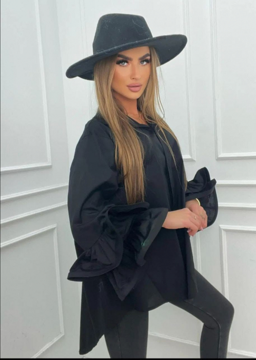 Bluza eleganta oversized cu pietricele, croi larg din bumbac [4]