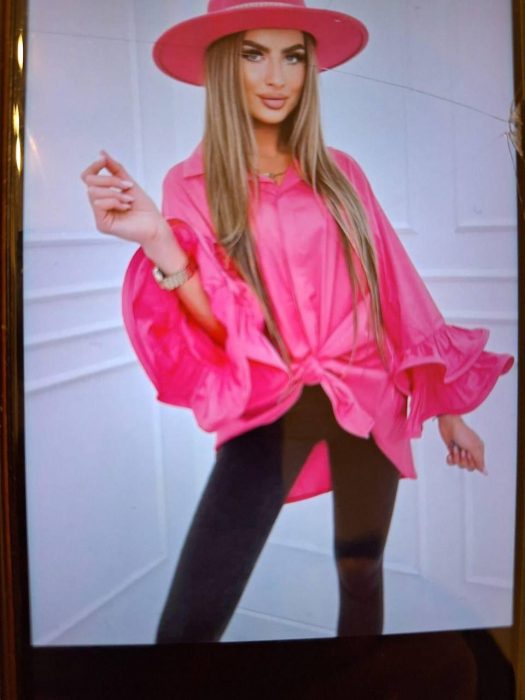 Bluza eleganta oversized cu pietricele, croi larg din bumbac [5]