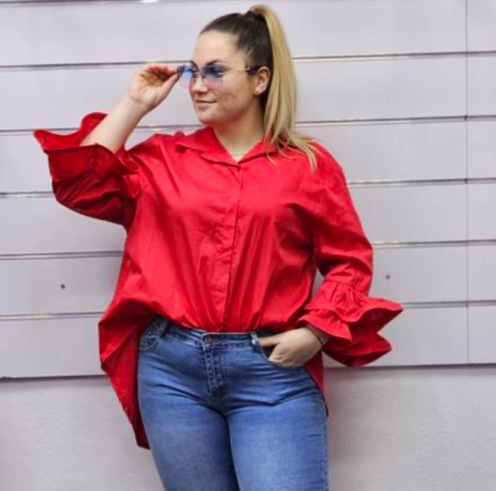 Bluza eleganta oversized cu pietricele, croi larg din bumbac [2]