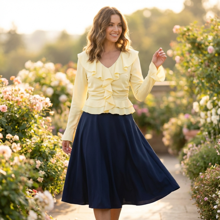 Bluza Saten Eleganta Guler Inalt si Nod - Galben Roz Negru [2]