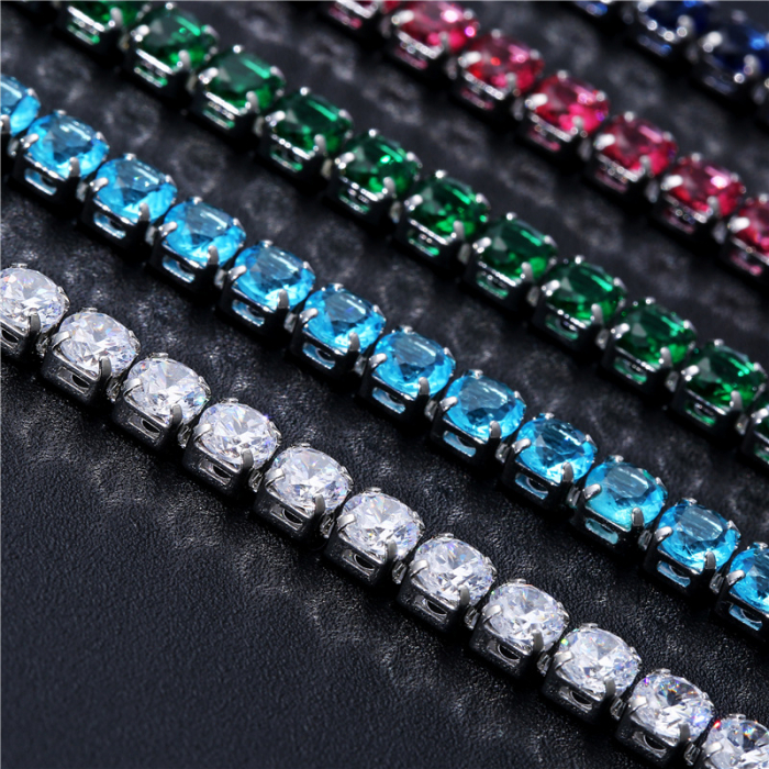 Set Bratari Tennis, Cristal Zirconiu Turcoaz 1mm, elastica, din otel inoxidabil [12]