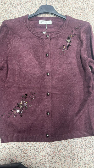 Cardigan dama cu nasturi, paiete si strasuri decorative [3]