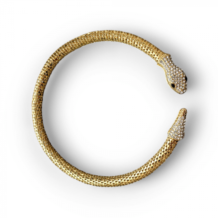 Colier Choker Auriu Accesorizat cu Strasuri – Gold Snake [1]