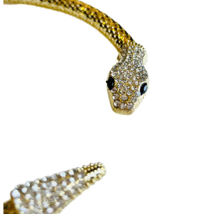 Colier Choker Auriu Accesorizat cu Strasuri – Gold Snake [2]