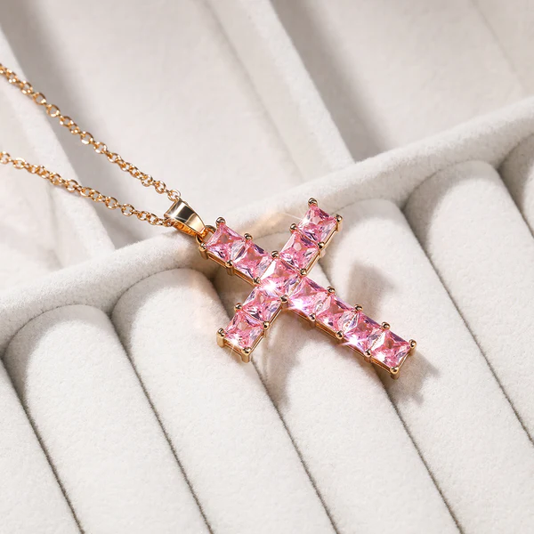 Colier cruce pătrată din zircon - ne047 [2]