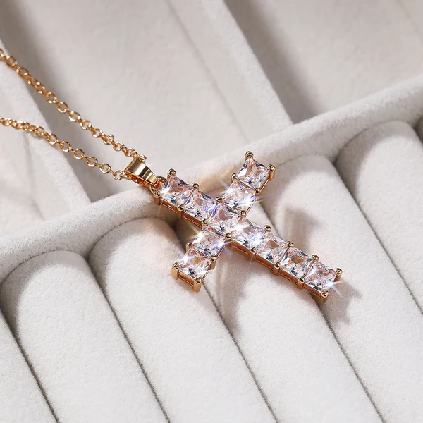 Colier cruce pătrată din zircon - ne047 [2]