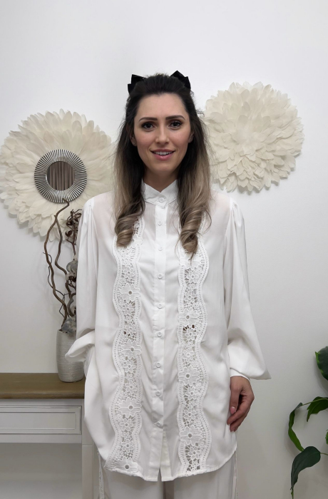 Compleu Bumbac Dama Croi Larg, Camasa Si Pantaloni, Marime Universala, Alb Sau Negru [2]