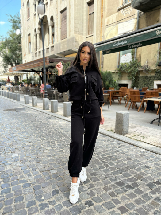 Compleu Dama 2 Piese din Bumbac - Set 2 Piese Hanorac Crop si Pantaloni [17]