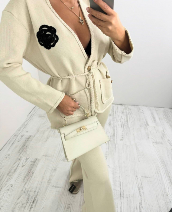 Compleu Dama 3 Piese Tricot - Cardigan, Top, Pantaloni [2]