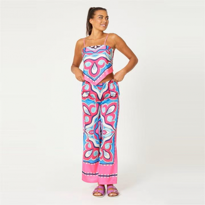 Compleu Dama Top si Pantaloni Satin cu imprimeuri diverse [2]