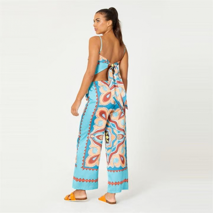 Compleu Dama Top si Pantaloni Satin cu imprimeuri diverse [4]