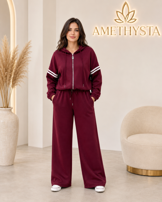 Compleu dama casual cu hanorac, fermoar si pantaloni largi [7]