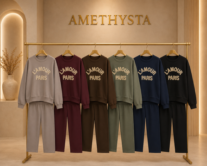 Compleu dama cu pantaloni si bluza cu mesaj frantuzesc, croi casual [2]