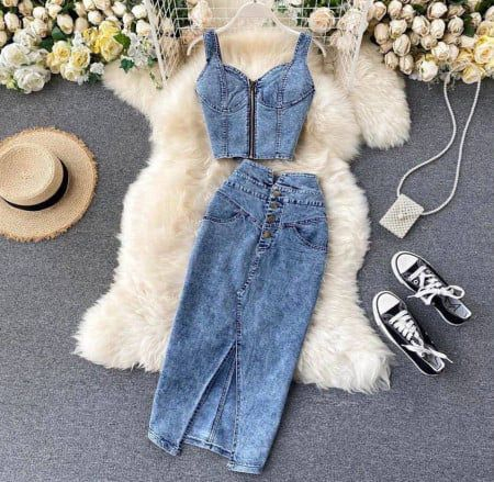 Compleu Dama Denim - Set Top si Fusta din Blug [5]