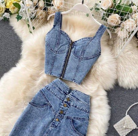 Compleu Dama Denim - Set Top si Fusta din Blug [8]