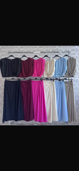 Compleu dama din viscoza cu bluza drapata si fusta maxi [2]
