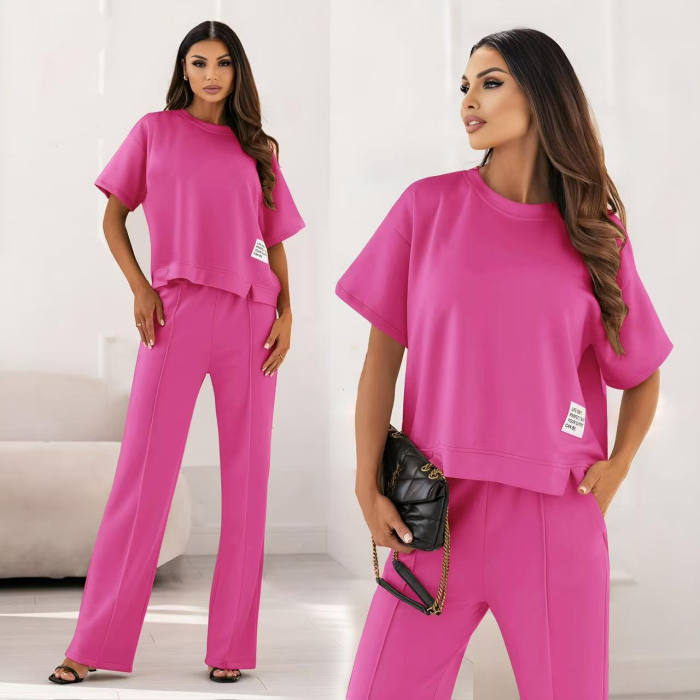 Compleu dama doua piese cu bluza lejera si pantaloni largi, set casual elegant [7]