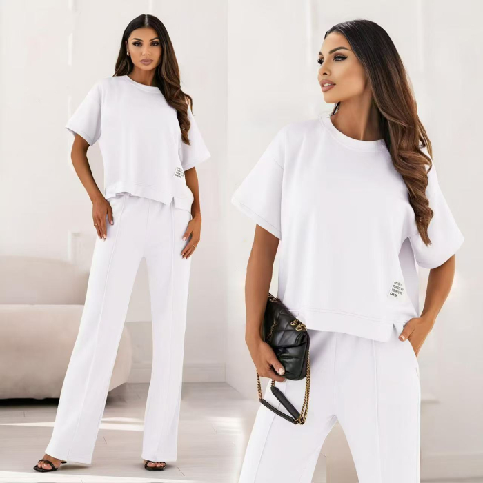 Compleu dama doua piese cu bluza lejera si pantaloni largi, set casual elegant [3]