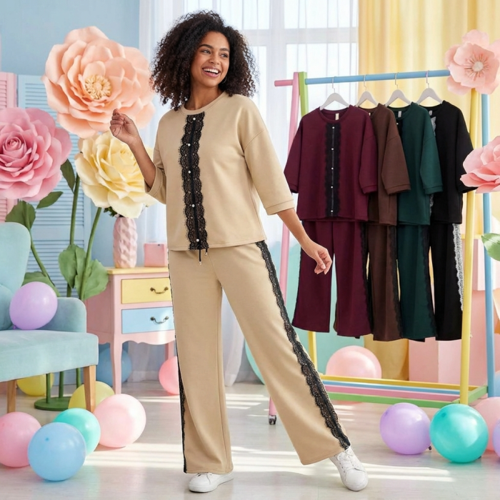 Compleu Dama Elegant cu Imprimeu – Camasa si Pantaloni S-XL [3]