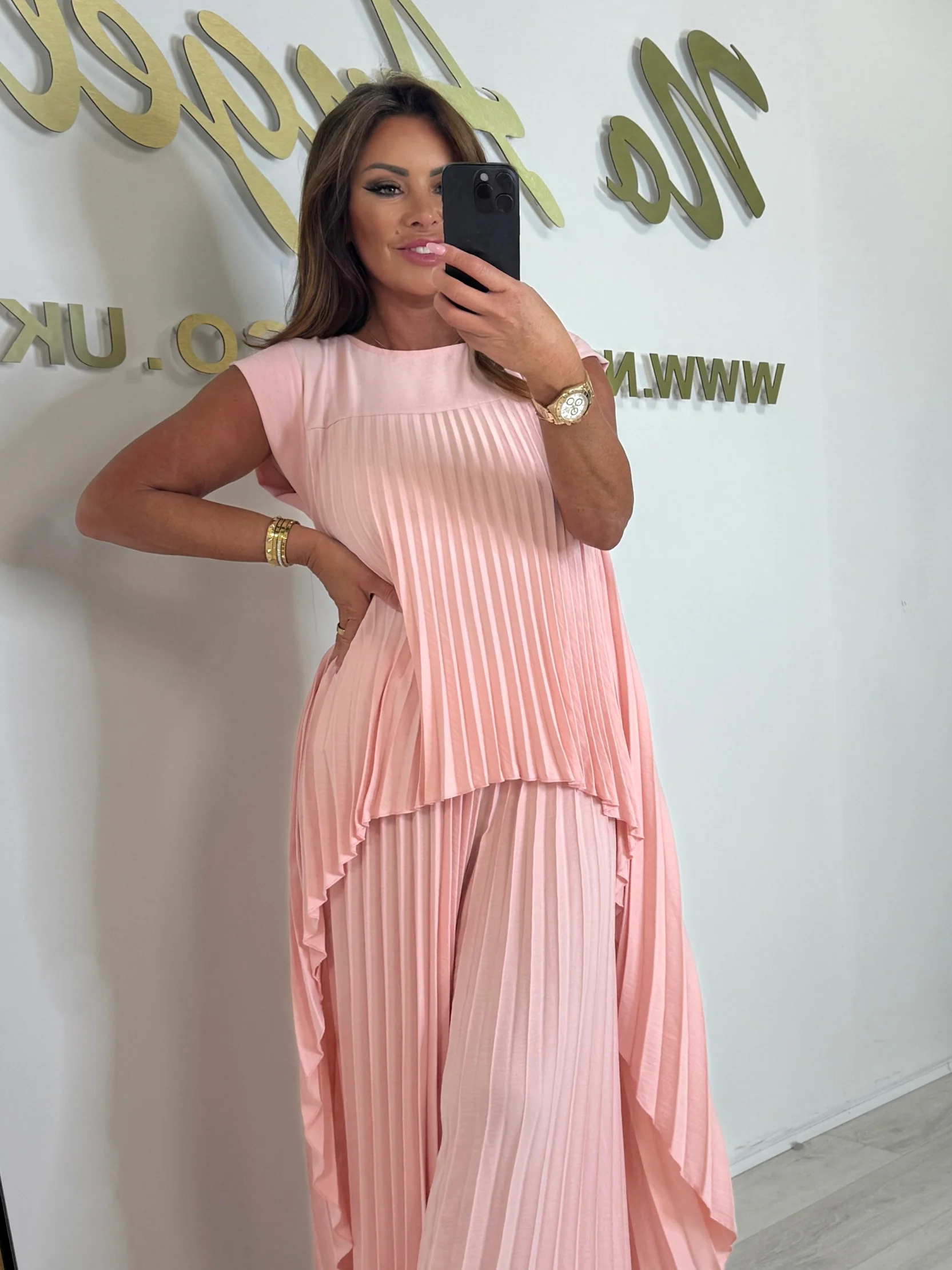 Compleu dama elegant cu top asimetric plisat si pantaloni – marime unica [3]