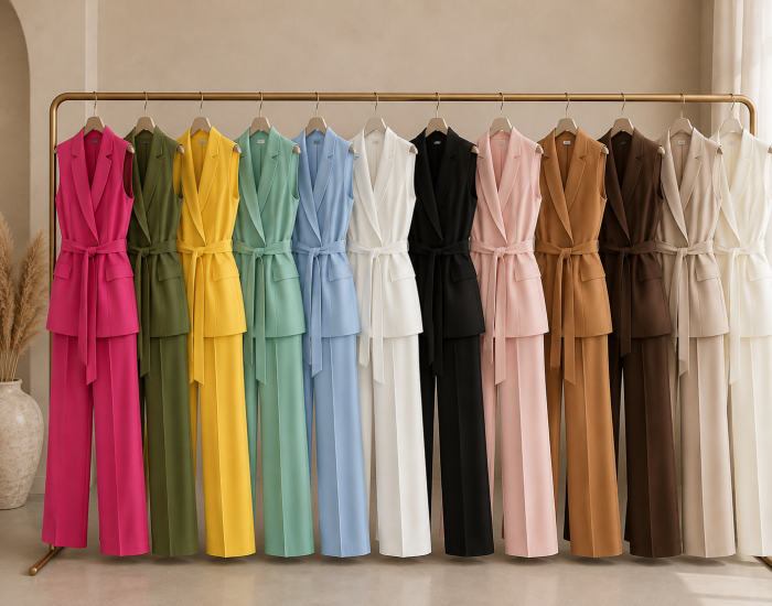 Compleu dama elegant cu vesta petrecuta si pantaloni largi [3]