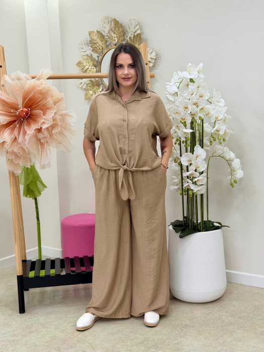 Compleu dama lejer cu camasa in nod  si pantaloni largi, disponibil in 9 culori-CHM [5]