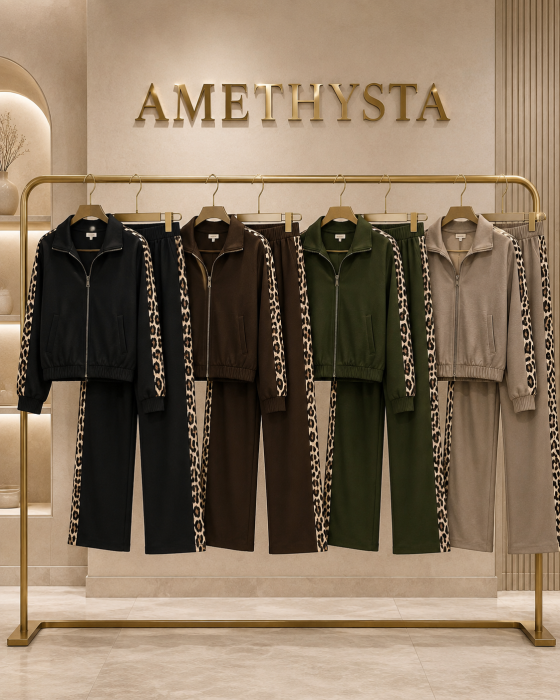 Compleu dama leopard cu hanorac si pantaloni cu banda laterala [2]
