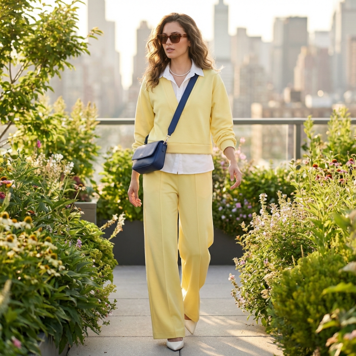 Compleu Dama Pantaloni Wide si Bluza Camasa S-XL - Culori [10]