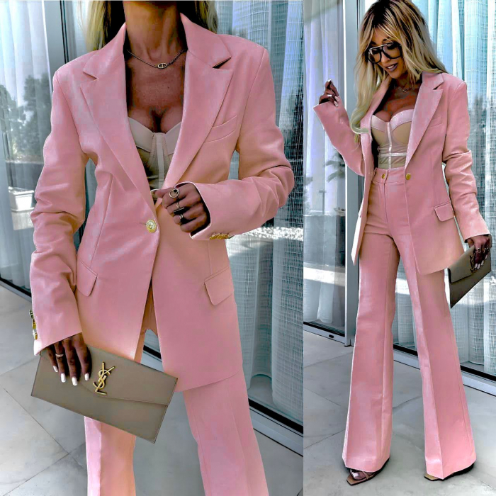 Compleu dama sacou si pantaloni office - Beatrice - roz [1]