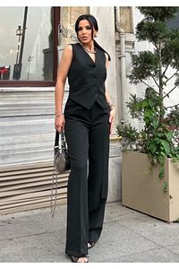 Compleu Dama Set 2 Piese Vesta cu rever si Pantalon Wide - CHD1 [2]