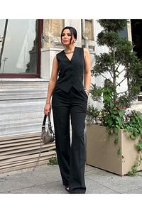 Compleu Dama Set 2 Piese Vesta cu rever si Pantalon Wide - CHD1 [4]
