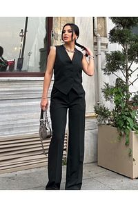 Compleu Dama Set 2 Piese Vesta cu rever si Pantalon Wide - CHD1 [5]