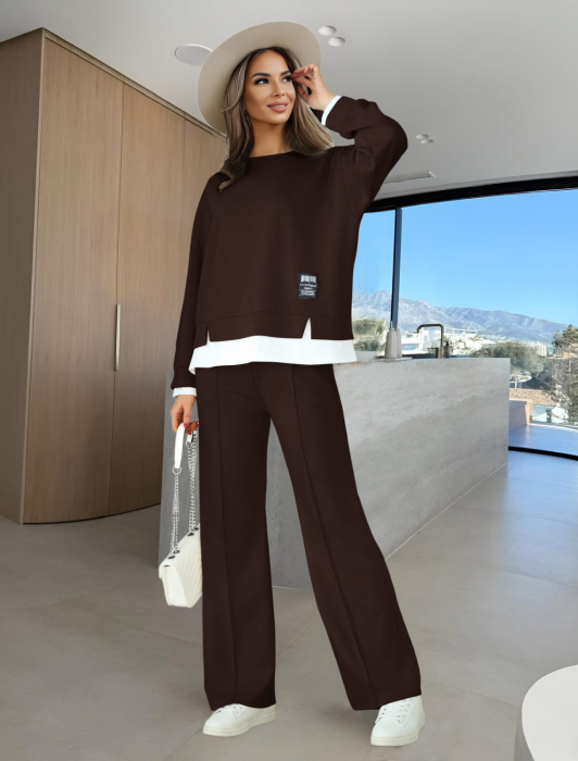 Compleu Dama Set 2 Piese Bluza si Pantalon Evazat - CHMS [4]
