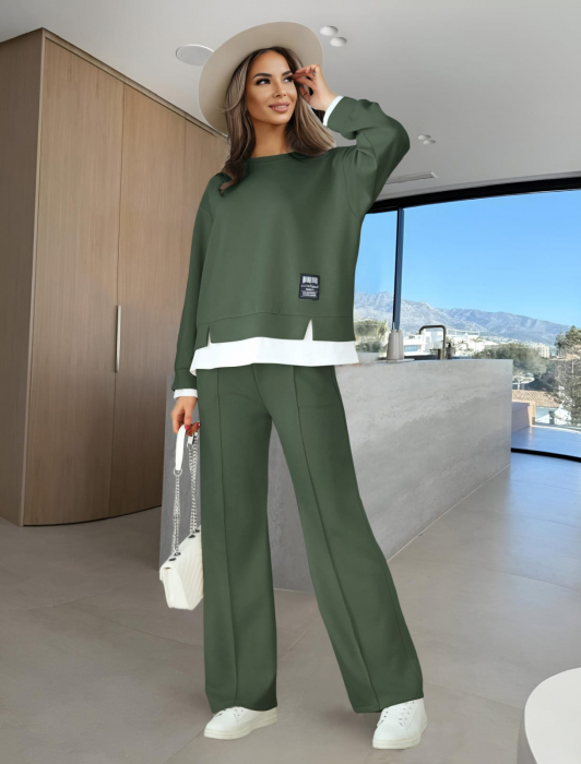 Compleu Dama Set 2 Piese Bluza si Pantalon Evazat - CHMS [2]