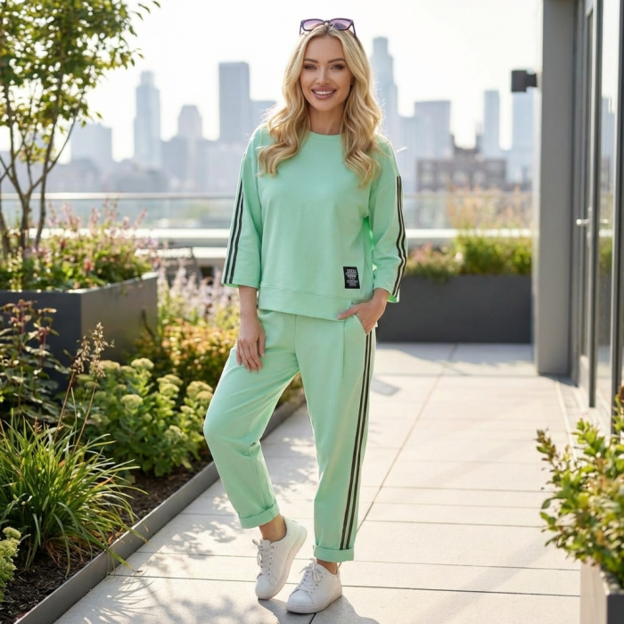 Compleu Dama Sport Hanorac Crop si Pantaloni - Negru S-L [6]