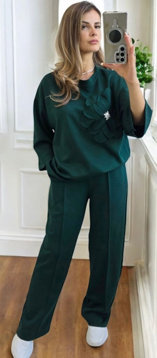 Compleu dama vascoza cu floare 3D si pantaloni largi – marime universala 2 [2]
