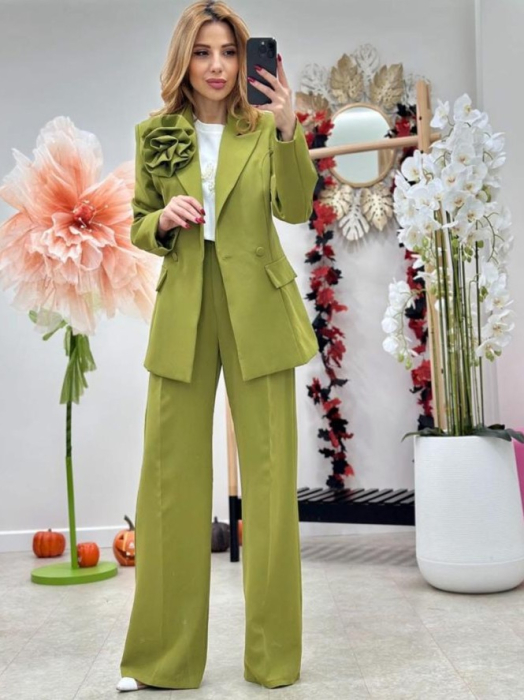 Compleu office elegant din vascoza cu brosa detasabila – talie unica S-L [7]