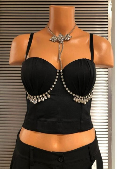Corset Diamond Touch cu cristale – push-up cu bretele reglabile, stil glamour pentru ocazii speciale - 4 [3]