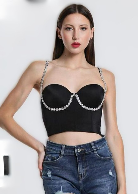 Corset Diamond Touch cu cristale – push-up cu bretele reglabile, stil glamour pentru ocazii speciale [3]