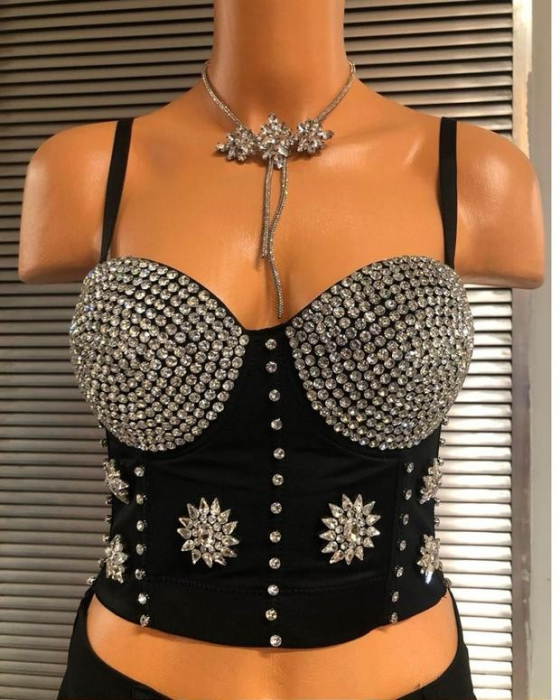 Corset Diamond Touch cu cristale – push-up cu bretele reglabile, stil glamour pentru ocazii speciale - 2 [2]
