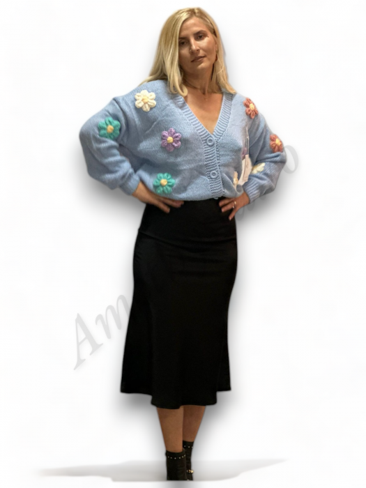 Fusta dama saten evazata negru model Serena - Amethysta.ro [2]