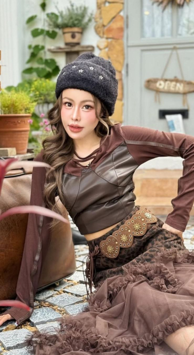 Fusta Lunga Boho Maro - Tulle Volane si Animal Print Leopard [3]